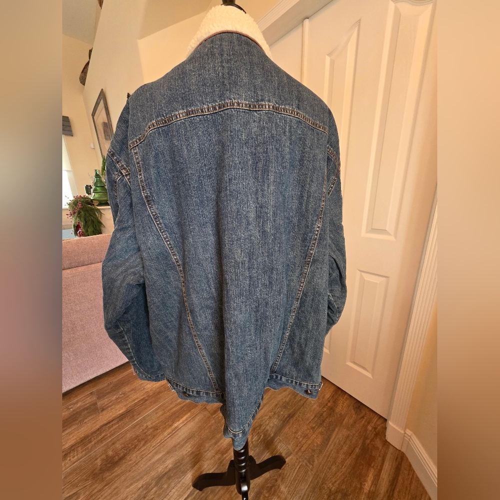 Vintage Wrangler Authentic Western Denim Sherpa Lined Jacket- Mens XXL - Picture 5 of 16